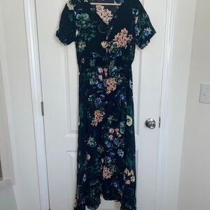 Floral- Full Front Button Down Dress (L)